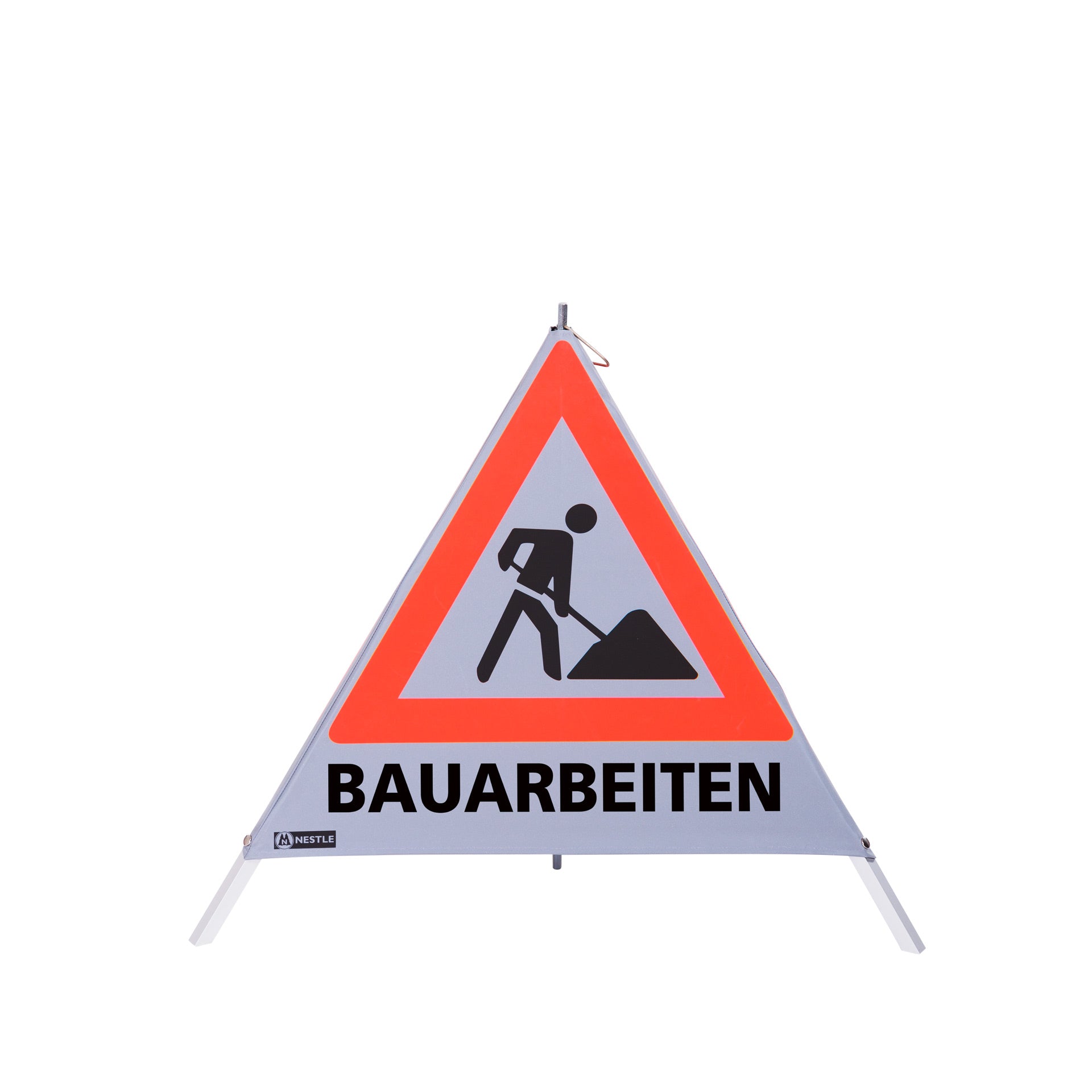 NESTLE Warnpyramide 70 cm, Schaufelmann (VZ123), retroreflektierend, mit Mittelfuß NESTLE Warnpyramide 70 cm, Schaufelmann (VZ123), retroreflektierend, mit Mittelfuß